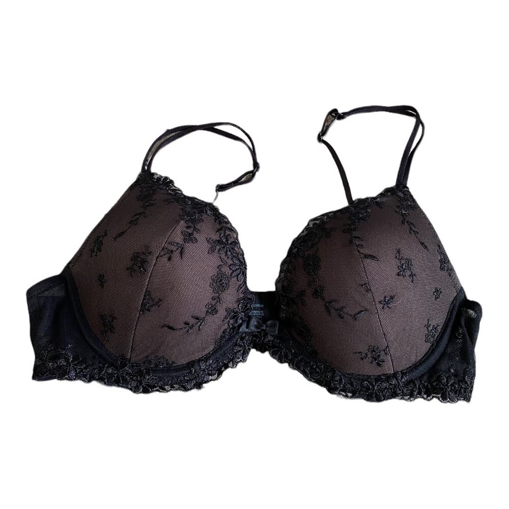 Ambrielle‎ Black Floral Lace Push-Up Underwire Bra Womens Size 34B 510845-4